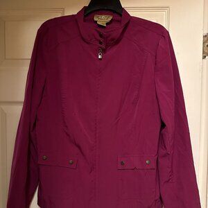 Peck & Peck Weekend || Burgundy Jacket || Size L || Polyester || One FLAW